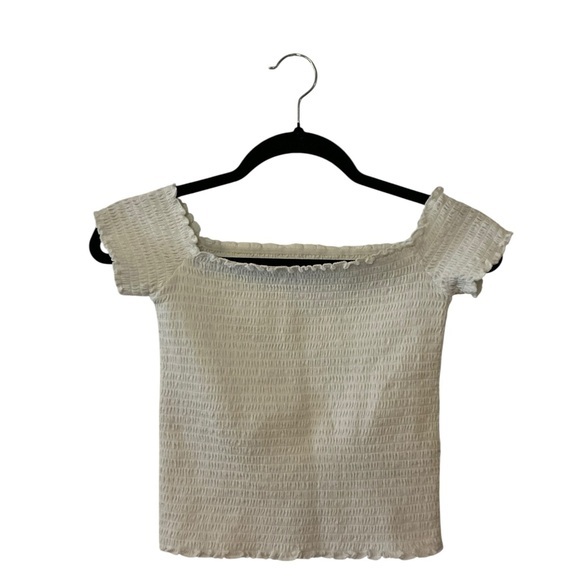 Hollister Cream Smocked Off-Shoulder Blouse - Picture 1 of 3